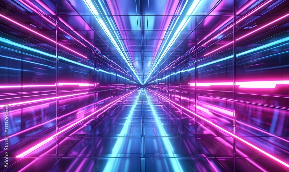 Abstract neon lights into digital technology tunnel. Futuristic technology abstract background with lines for network, big data, data center, server, internet, speed. Nice 3D rendering, Generative Ai Abstract neon lights into digital technology tunnel. Futuristic technology abstract background with lines for network, big data, data center, server, internet, speed. Nice 3D rendering, Generative Ai
