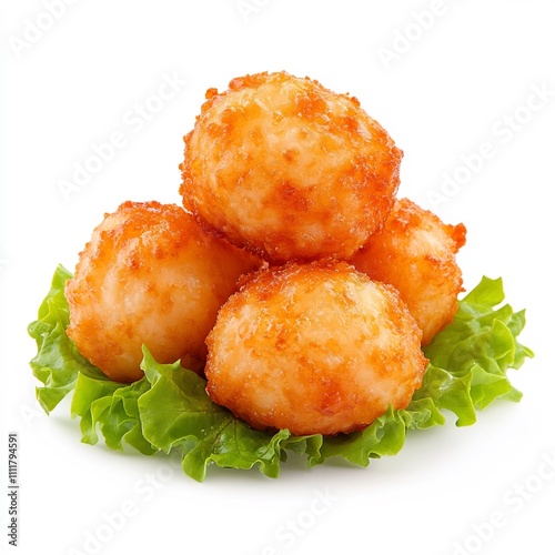 Delectable Side Dish Krokiet a Polish Fried Breaded Potato Appetizer Isolated on White photo