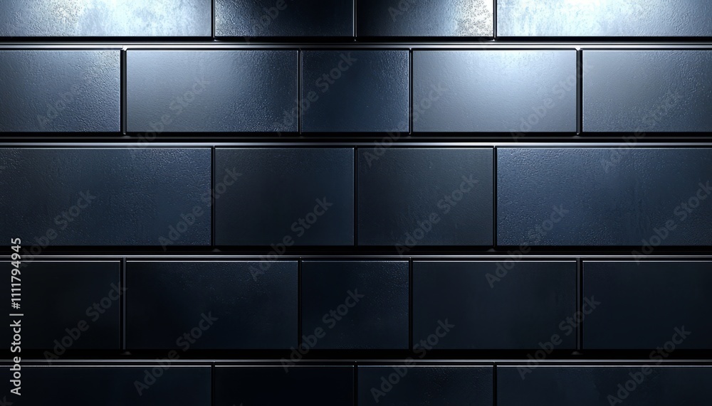 Naklejka premium Dark Blue Metallic Tiles Wall Background