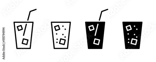 Cold drink set icons. Linear and silhouette style. Vector icons.