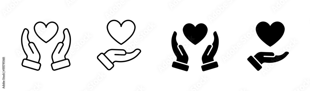 Love set icons. Linear and silhouette style. Vector icons. Love set icons. Linear and silhouette style. Vector icons.