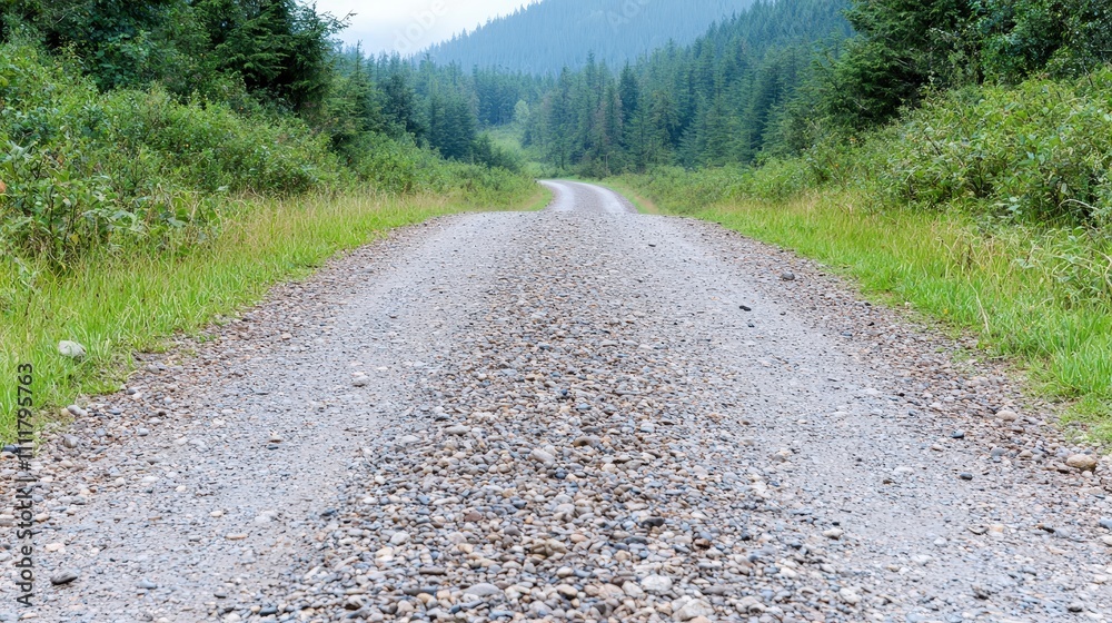 Scenic Gravel Road Through Lush Green Forest Landscape Scenic Gravel Road Through Lush Green Forest Landscape