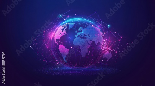 Digital globe with vibrant connections and networks