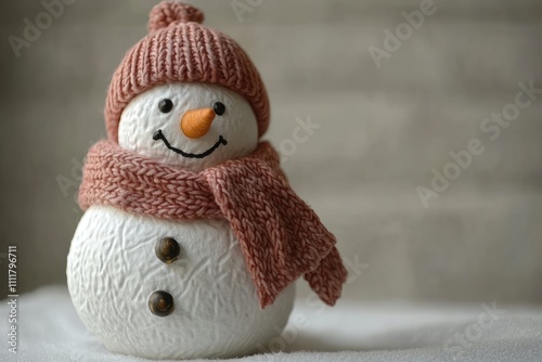 Charming Snowman with Scarf and Hat on White Background