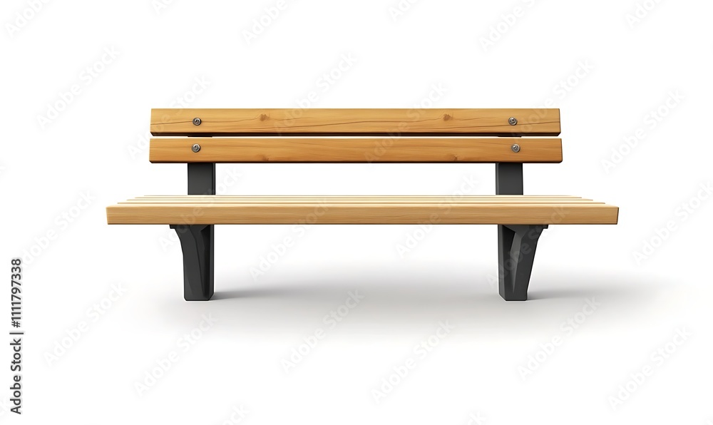 Wooden park bench isolated on white background with metal legs, Generative Ai Wooden park bench isolated on white background with metal legs, Generative Ai