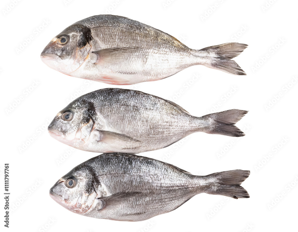 Three fresh dorado fish on transparent background Three fresh dorado fish on transparent background