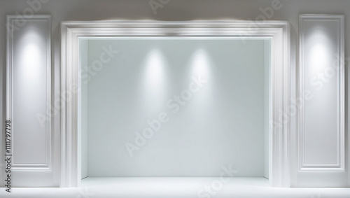 White empty frame in tosca solid color studio scene white lights