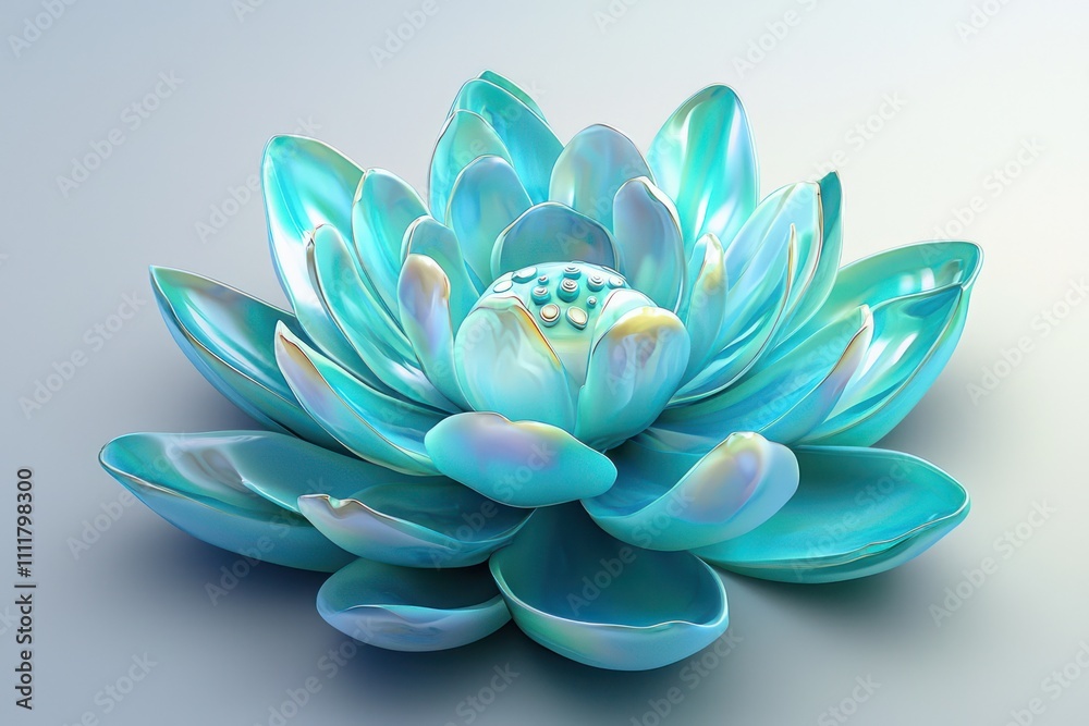 3D icon of a synthetic aqua lotus bloom, symbolizing elegance and natural growth. 3D icon of a synthetic aqua lotus bloom, symbolizing elegance and natural growth.