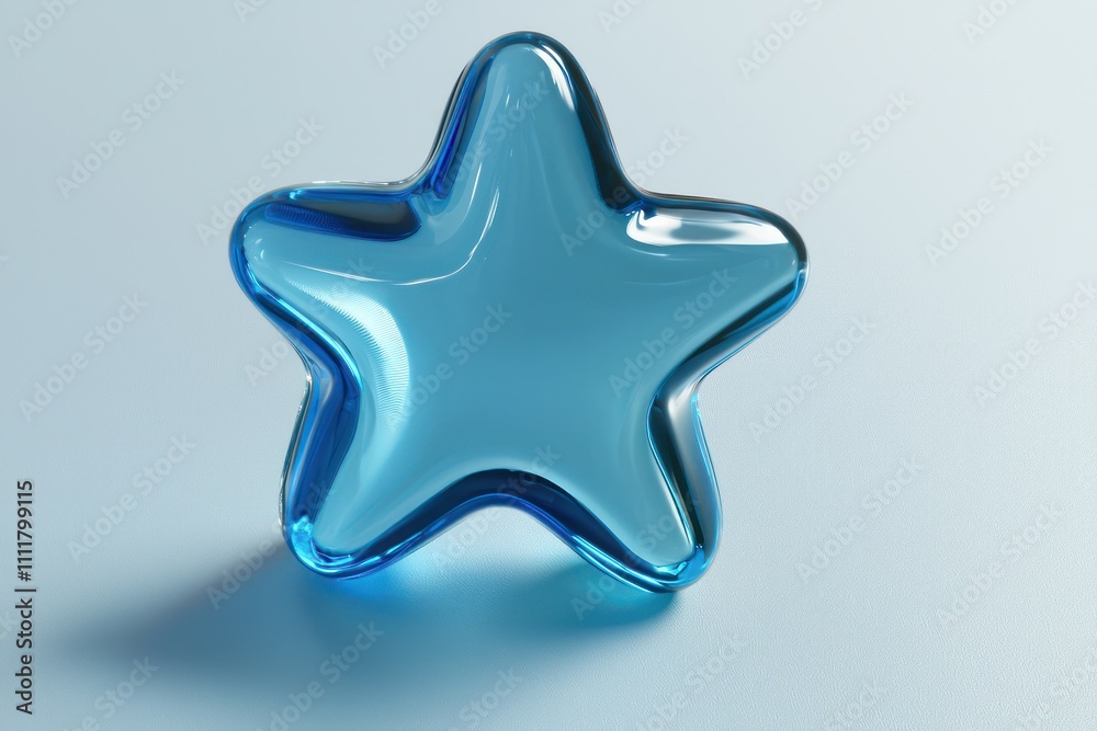 3D soft blue star shape in synthetic material, representing innovation and beauty. 3D soft blue star shape in synthetic material, representing innovation and beauty.