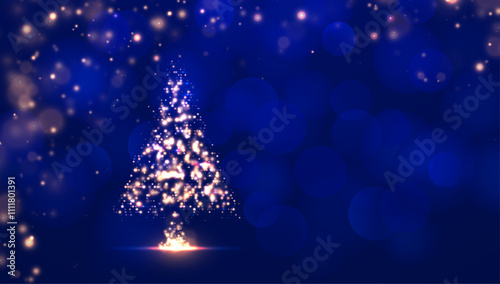 Merry Christmas and Happy New Year lights. Bright abstract blurred lights pattern.