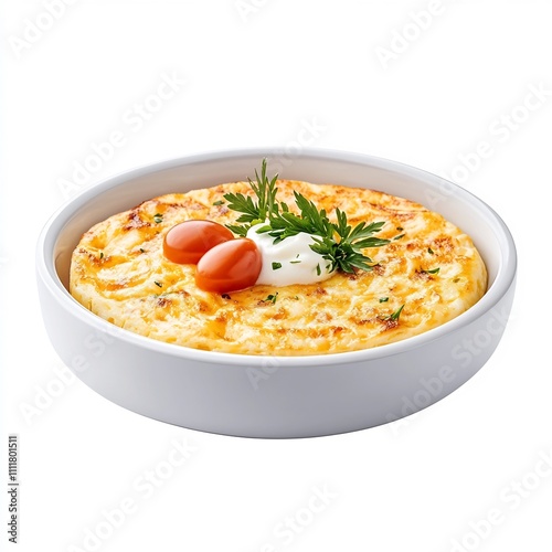 Macro Shot of Traditional Slovak Potato Pancakes Zemiakov Placky Dish on White Background photo