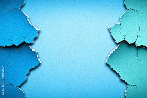 Colorful cyan classic blue tone two color gradation green turquoise and white shade paint on environmental friendly cardboard box blank paper background with space minimal style
