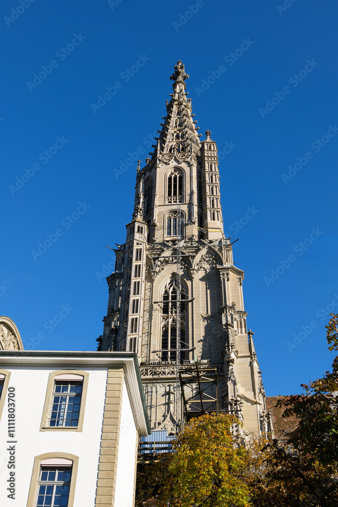 Bern Minster Cathedral Tower In Switzerland Bern Minster Cathedral Tower In Switzerland