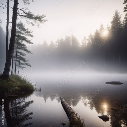 Seen - Verzauberte Stille: Nebel über dem Waldsee photo