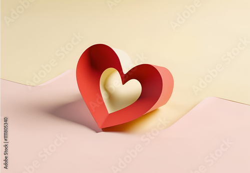 red heart on a yellow background
