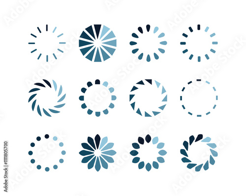Collection Loading bar status icon. Vector illustration. Set of vector loaded icons. Download progress. Donload or Upload.