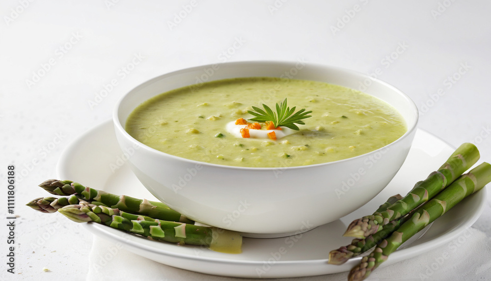Green asparagus cream soup for a healthy lunch Green asparagus cream soup for a healthy lunch