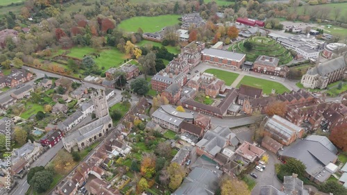 Aerial view of Marlborough College, showcasing its grand campus, historic architecture, and green surroundings in the United Kingdom photo