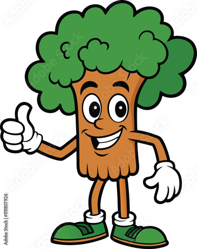 Broccoli Mascot Thumbs Up 