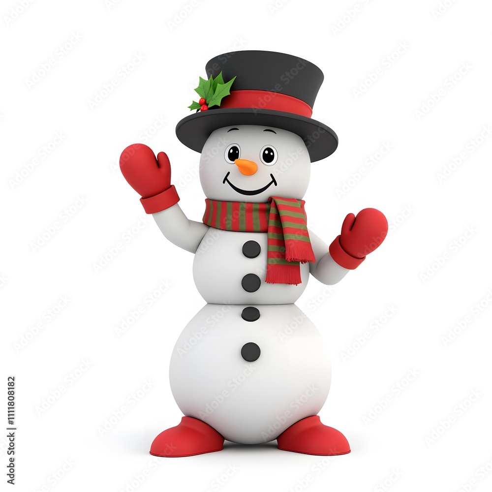 Joyful Snowman Winter Holiday Cheer Festive 3D Render Joyful Snowman Winter Holiday Cheer Festive 3D Render
