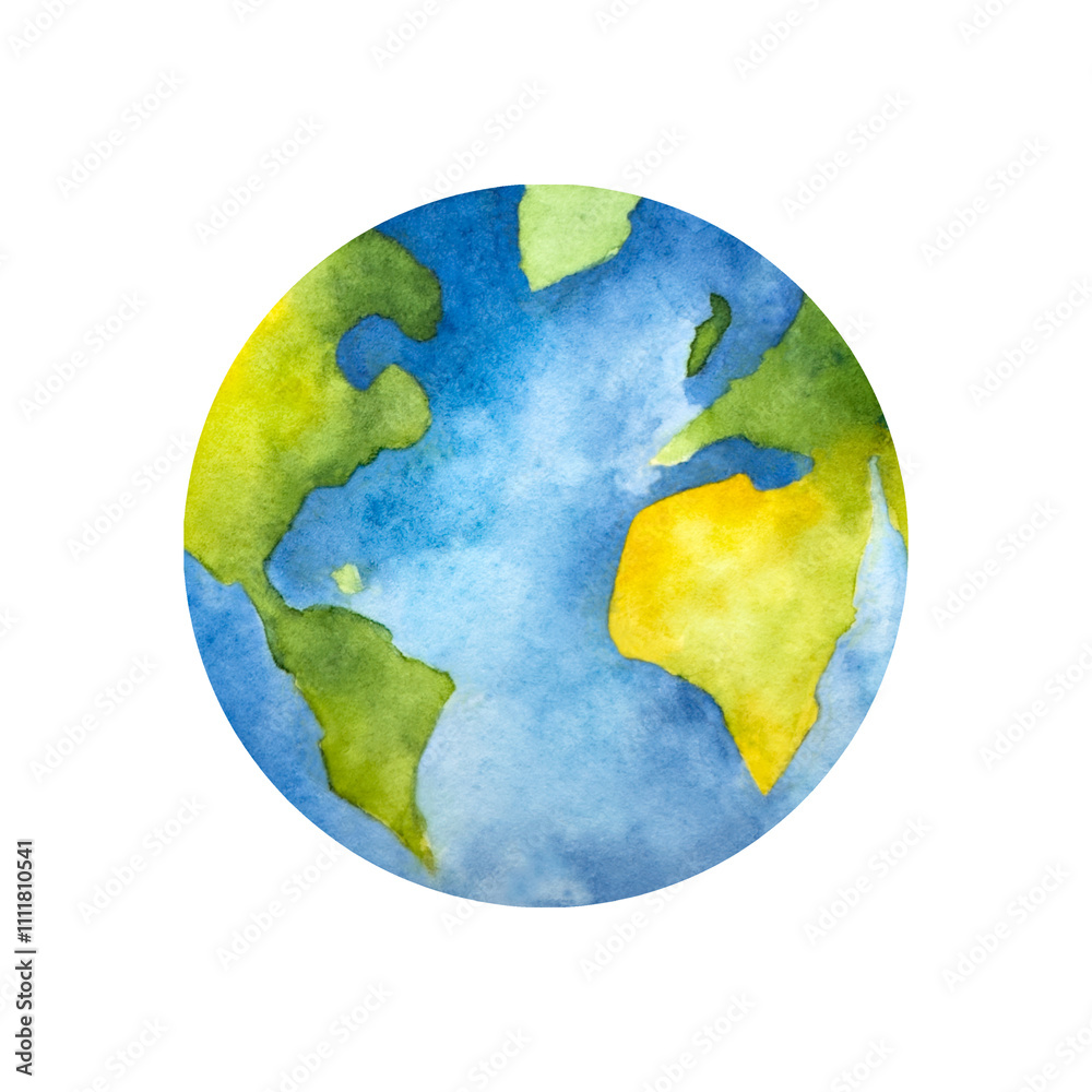 Planet earth. Watercolor hand drawn earth day globe illustration isolated on background. Agriculture, organic gardening, planting or ecology. Environmental, earth day. For designers, postcards Planet earth. Watercolor hand drawn earth day globe illustration isolated on background. Agriculture, organic gardening, planting or ecology. Environmental, earth day. For designers, postcards