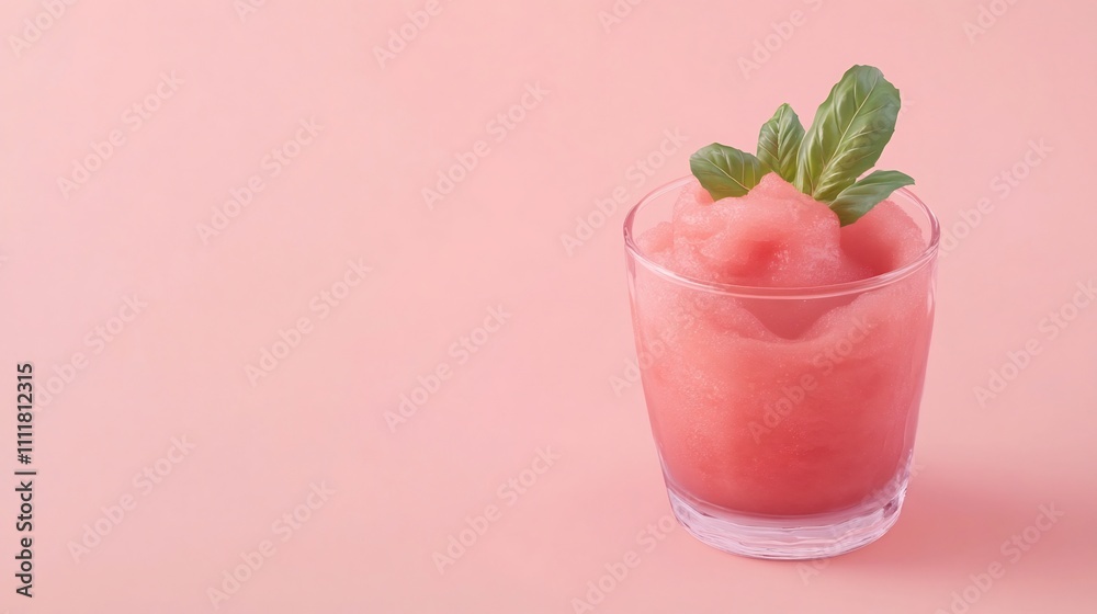 Refreshing Watermelon Cocktail with Mint Leaves in a Pink Glass Refreshing Watermelon Cocktail with Mint Leaves in a Pink Glass