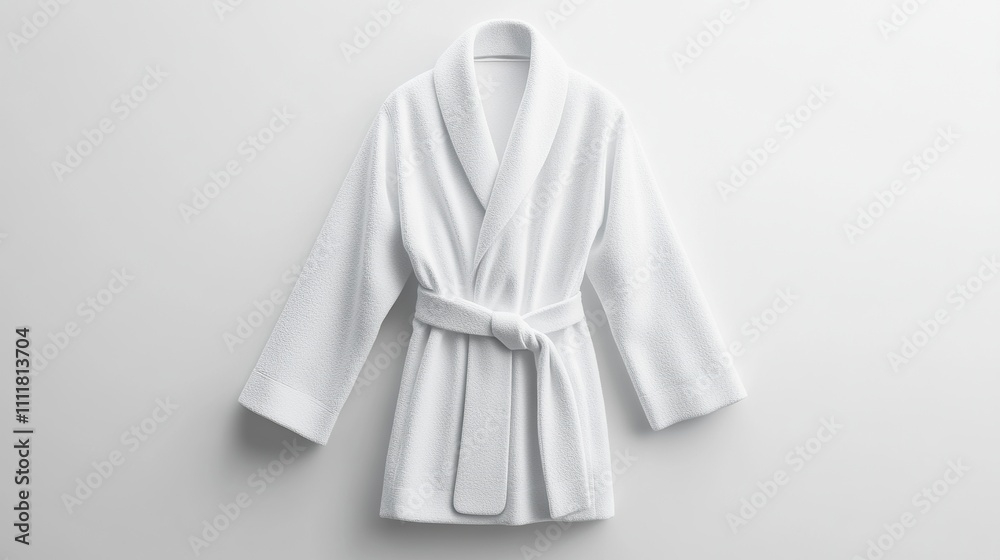 Plain white luxury bathrobe mockup with belt mockup. Plain white luxury bathrobe mockup with belt mockup.