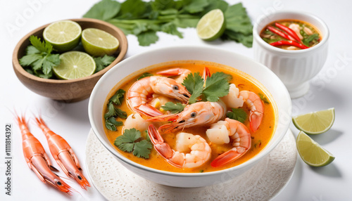  Thai traditional Sour prawn soup aromatic herbs and spices mix