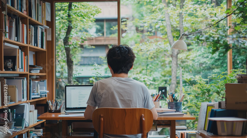Tranquil Workspace: Man wor...