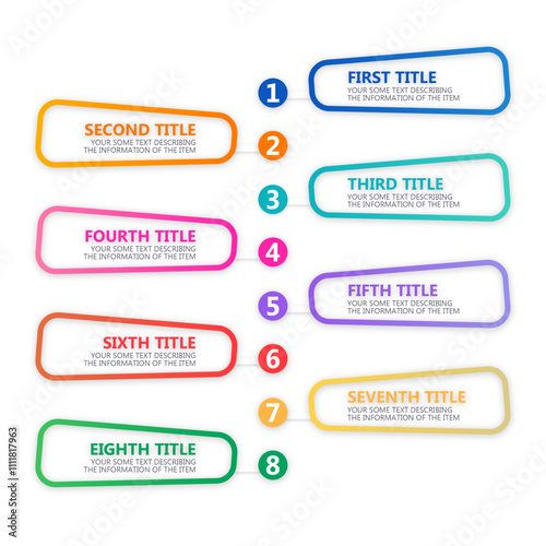 vector infographic template for your information in different colors 8 steps