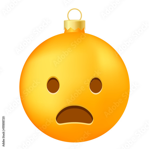 Emoji Christmas tree ball or toy with frowning face