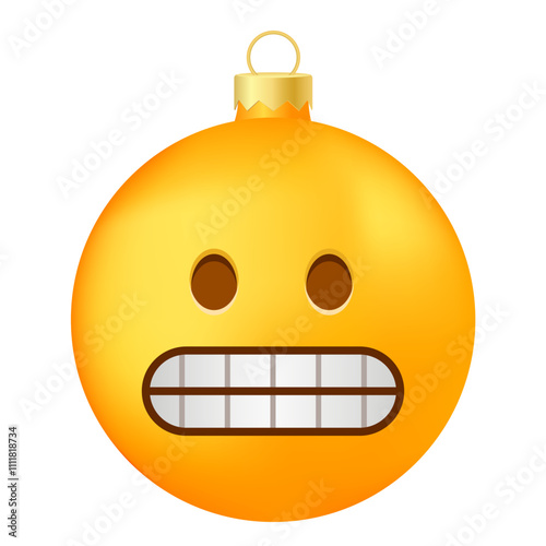 Emoji Christmas tree ball or toy with grimace face