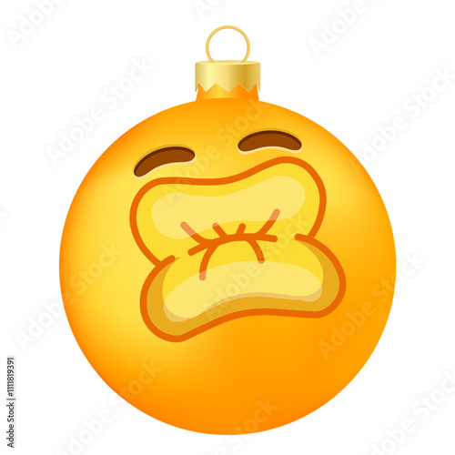 Emoji Christmas tree ball or toy with kissing face