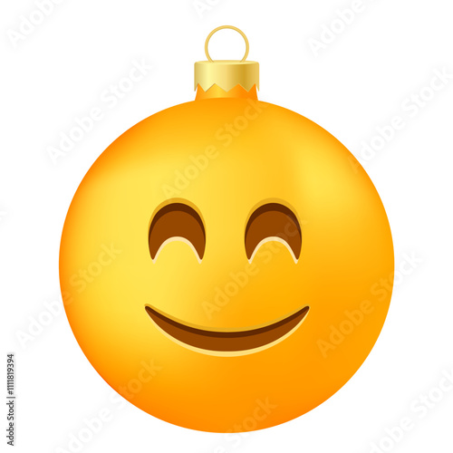 Emoji Christmas tree ball or toy with laughing eyes face