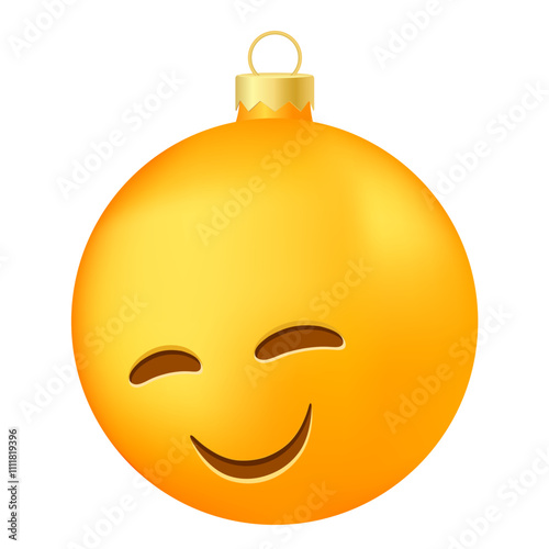 Emoji Christmas tree ball or toy with laughing eyes face