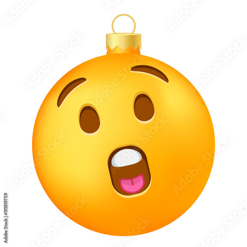 Emoji Christmas tree ball or toy with open mouth face