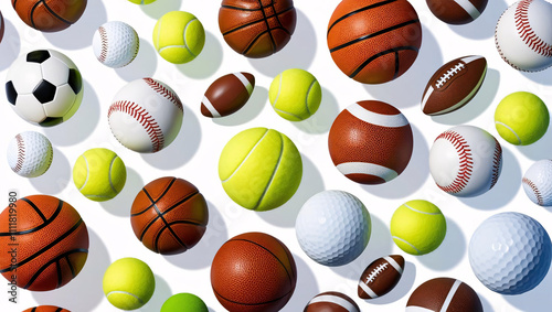 Easter eggs seamless pattern with sports ball icons