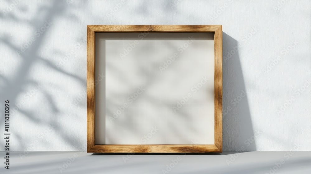 Fototapeta premium A minimalist rectangular pinewood frame with a smooth matte surface, isolated on a transparent background for modern visuals.
