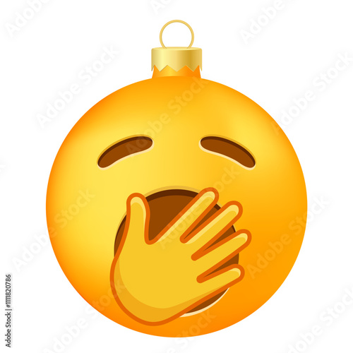Emoji Christmas tree ball or toy with yawning face