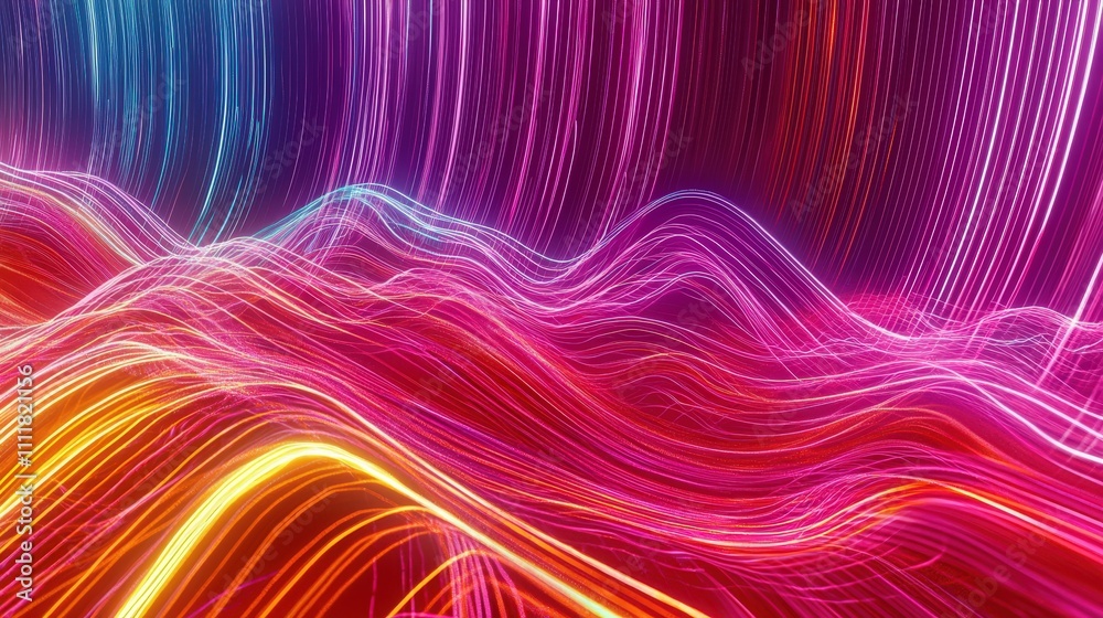 Obraz premium Vibrant Neon Wave Background Abstract 3D Render for Design