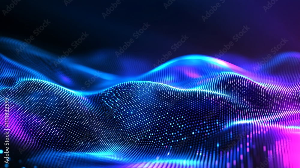 Abstract Neon Waves with Colorful Lights Creating a Futuristic Digital Landscape in Dark Background Abstract Neon Waves with Colorful Lights Creating a Futuristic Digital Landscape in Dark Background