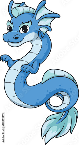 The leviathan depicted as a blue dragon serpent vector image