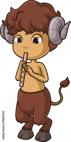 Faun playing the flute vector image