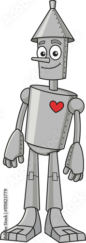 Illustration of a tin man looking happy