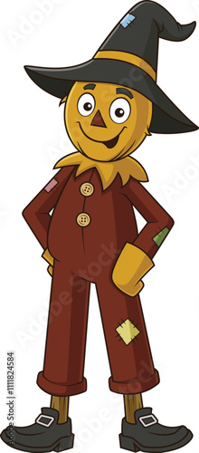 Smiling straw scarecrow vector image