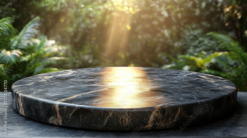 Stone podium for displaying cosmetic products against a textured background in a modern setting Stone podium for displaying cosmetic products against a textured background in a modern setting
