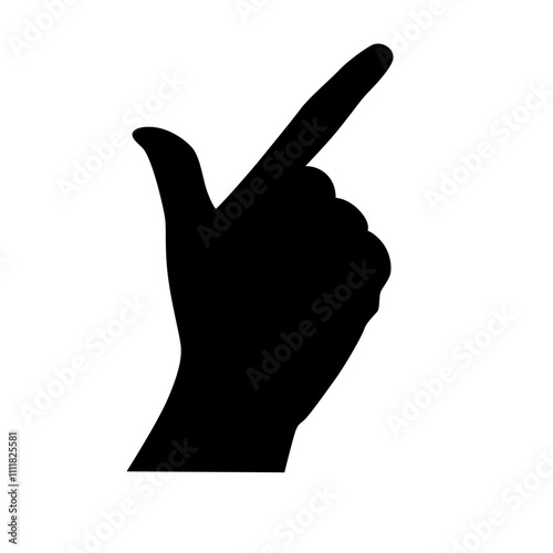 Black silhouette of human hand. Vector gesture illustration. Concept of communication and expressions. Index finger pressing