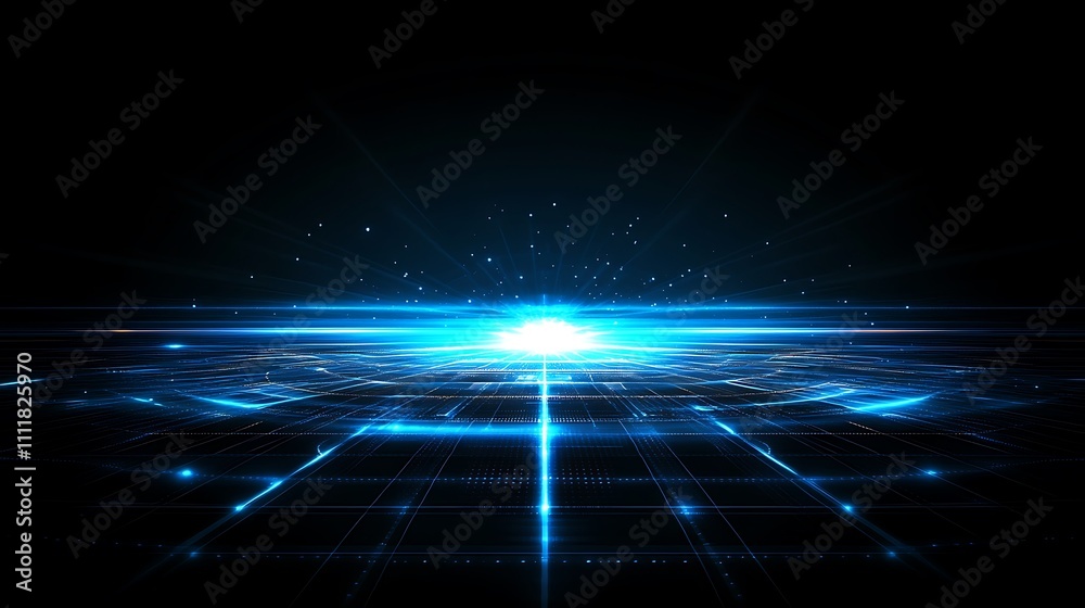 Bright Blue Light Emerges from a Digital Surface, Creating an Ethereal Visual Experience in Dark Background Bright Blue Light Emerges from a Digital Surface, Creating an Ethereal Visual Experience in Dark Background
