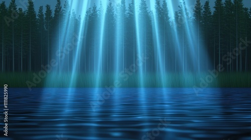Enchanting Lake   Forest  Sunbeams  Nature  Serenity  Calm