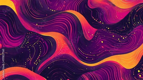 Abstract purple, orange, and yellow swirled background.